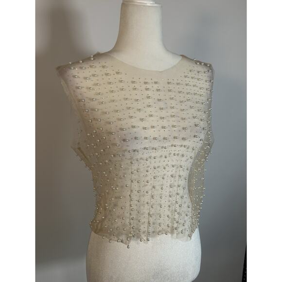 Haute Monde Tops - UNIQUE SHEER Tank Overlay Pearlized Top Size Medium Statement Piece